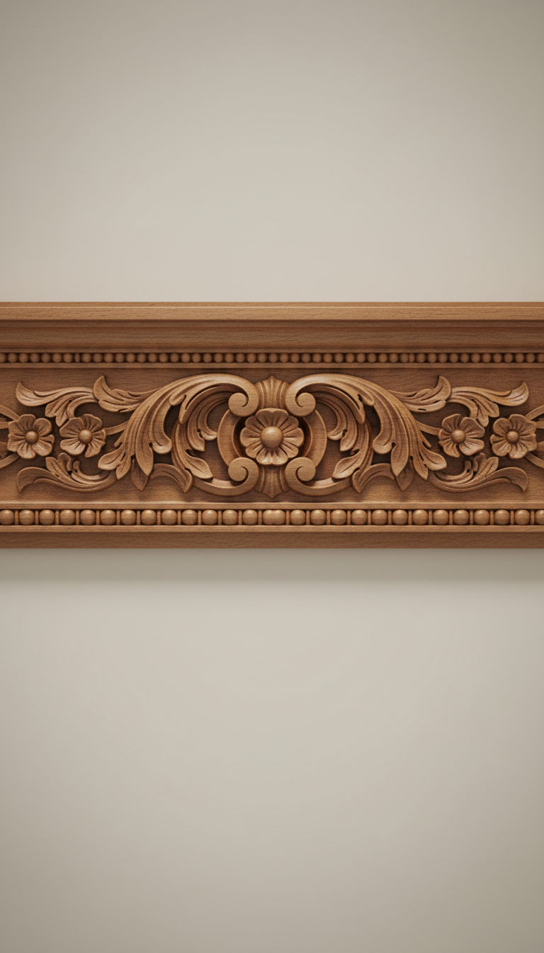 Detailed cherry wood trimwork